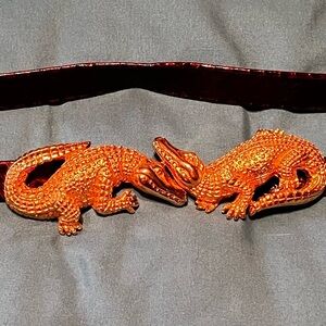 Gold Alligator Reptile Belt